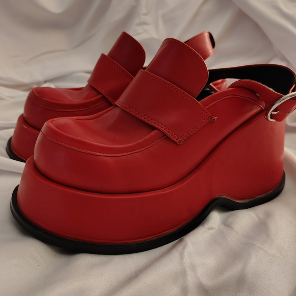 dELiA*s Shoes - dELiA*s Red Platform Slingback Loafers